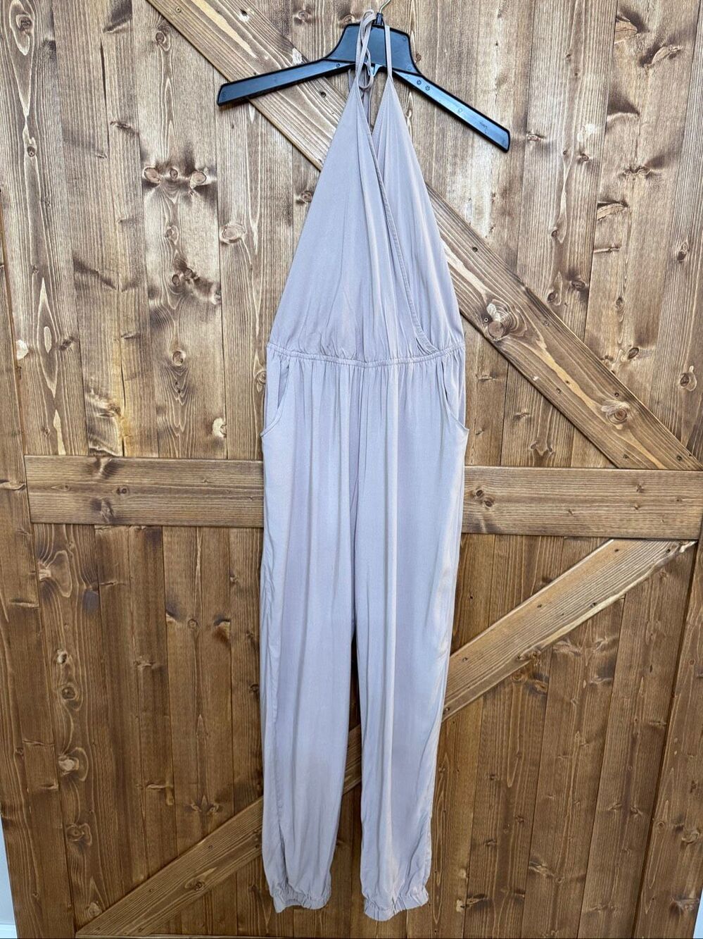 Windsor NWT Women’s Large Taupe Halter Jumpsuit One Piece Jogger Pants (9147)